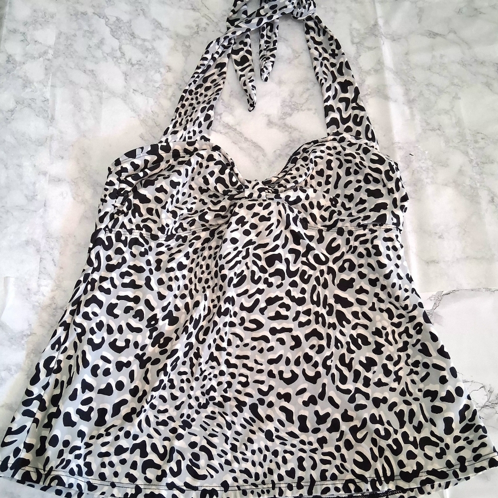 🩱ELLEN TRACY Animal Print Tankini Top Size 14